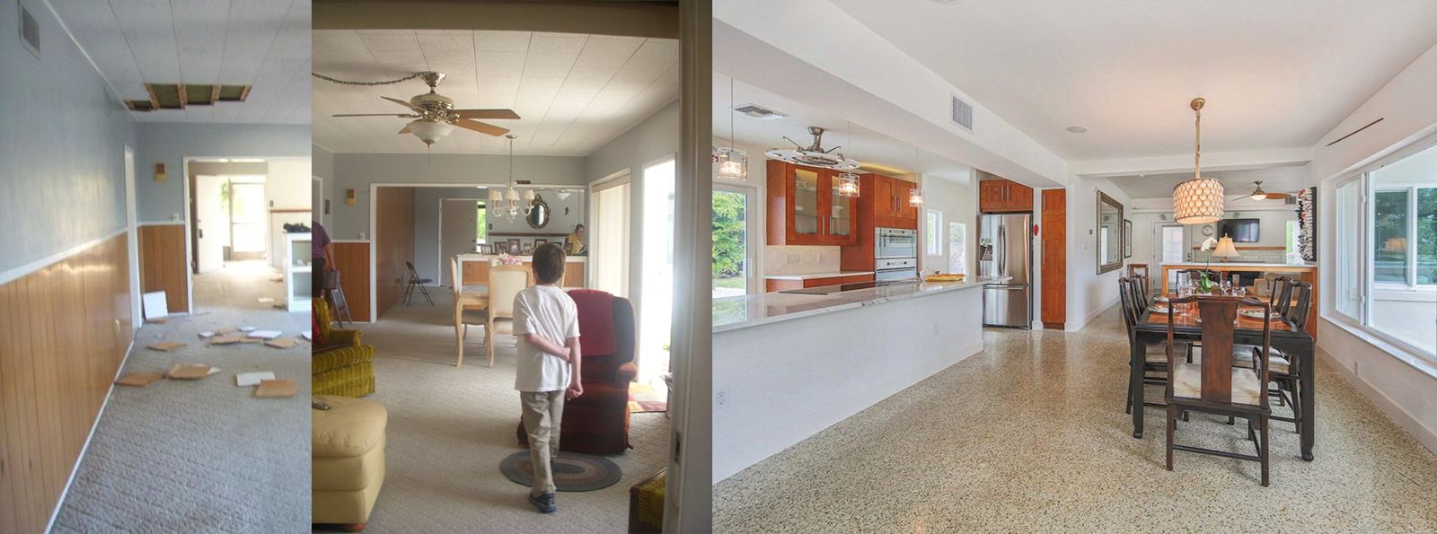 Dining area before and after