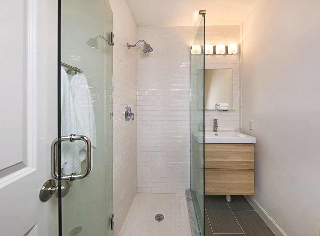 Glass-walled shower