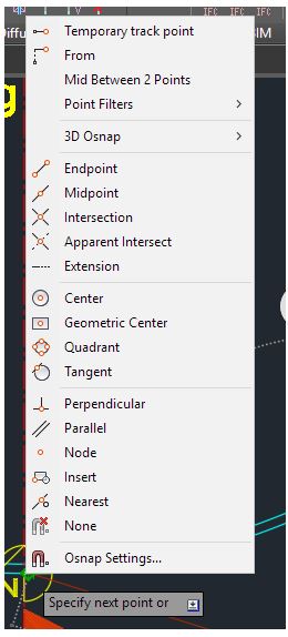 AutoCAD snap to Menu